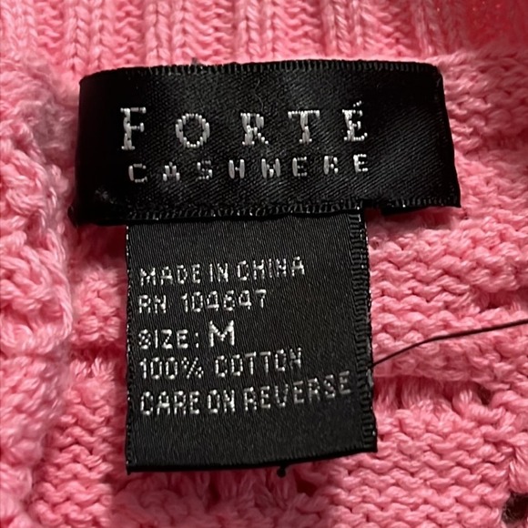 FORTE CASHMERE size medium pink bubble sweater 3/4 sleeves wear tank under NWT - Picture 5 of 9